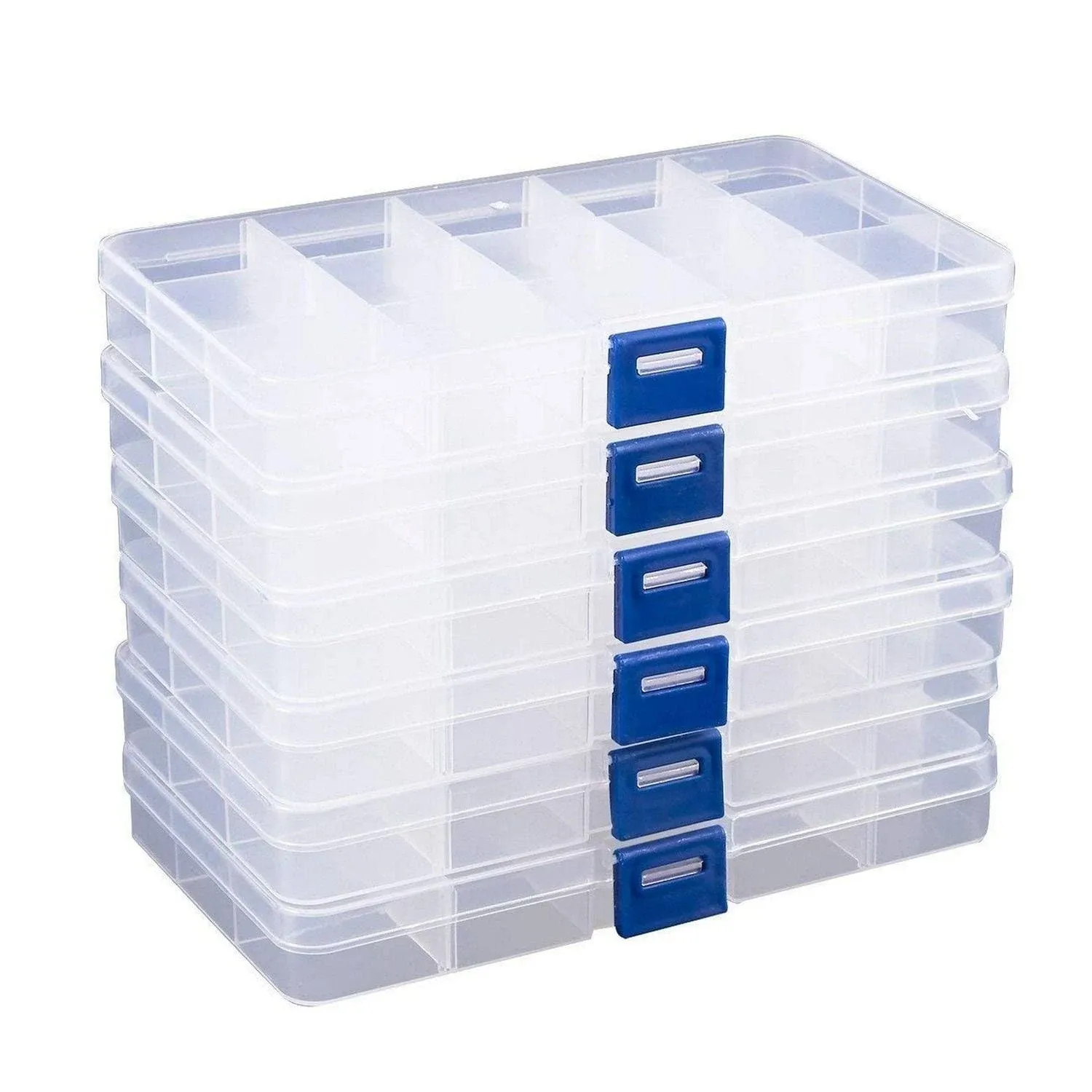 Clear Jewelry Box 6-Pack Plastic Bead Storage Container Earrings Organizer