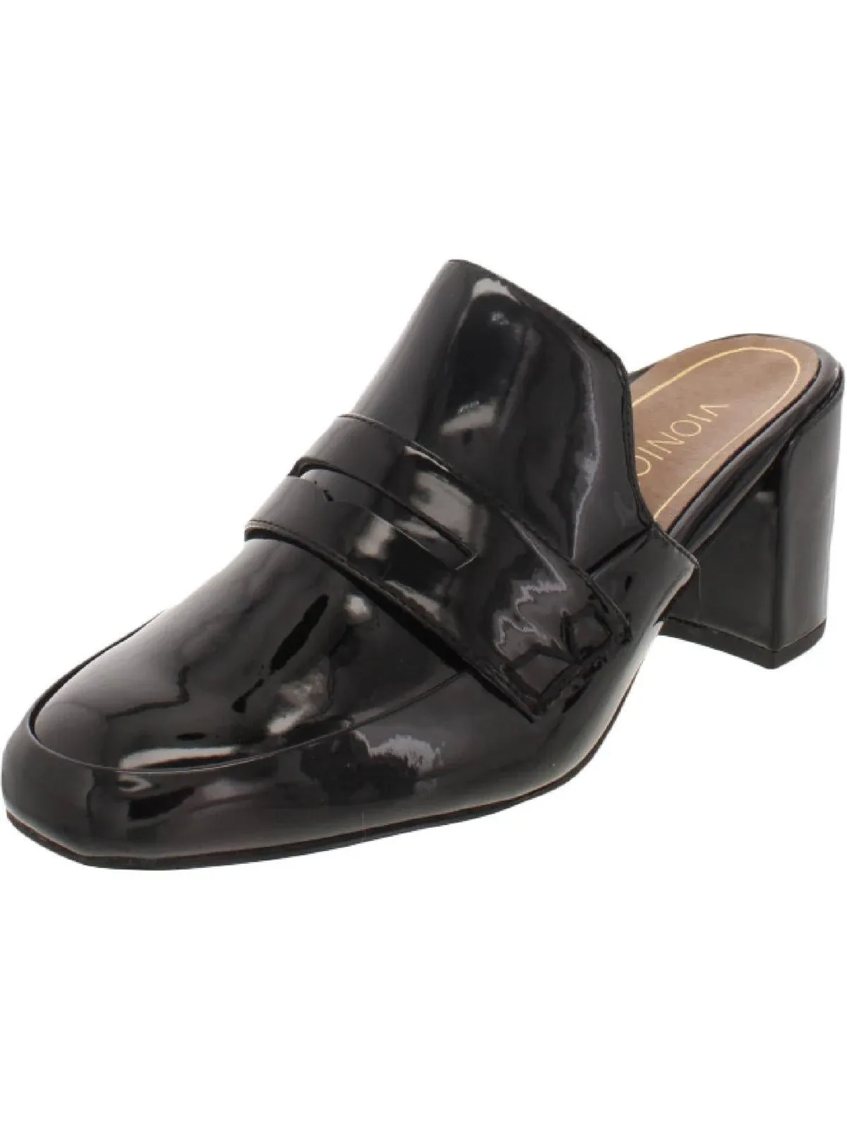 Vionic Annabel Womens Patent Leather Slides Mules, Patent Black