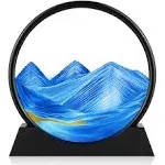 Herecanli Moving Sand Art Picture - 3D Quicksand Painting Decor - Round Glass 3D Deep Sea Sandscape - Relaxing Home Decoration Desk Toys for Home