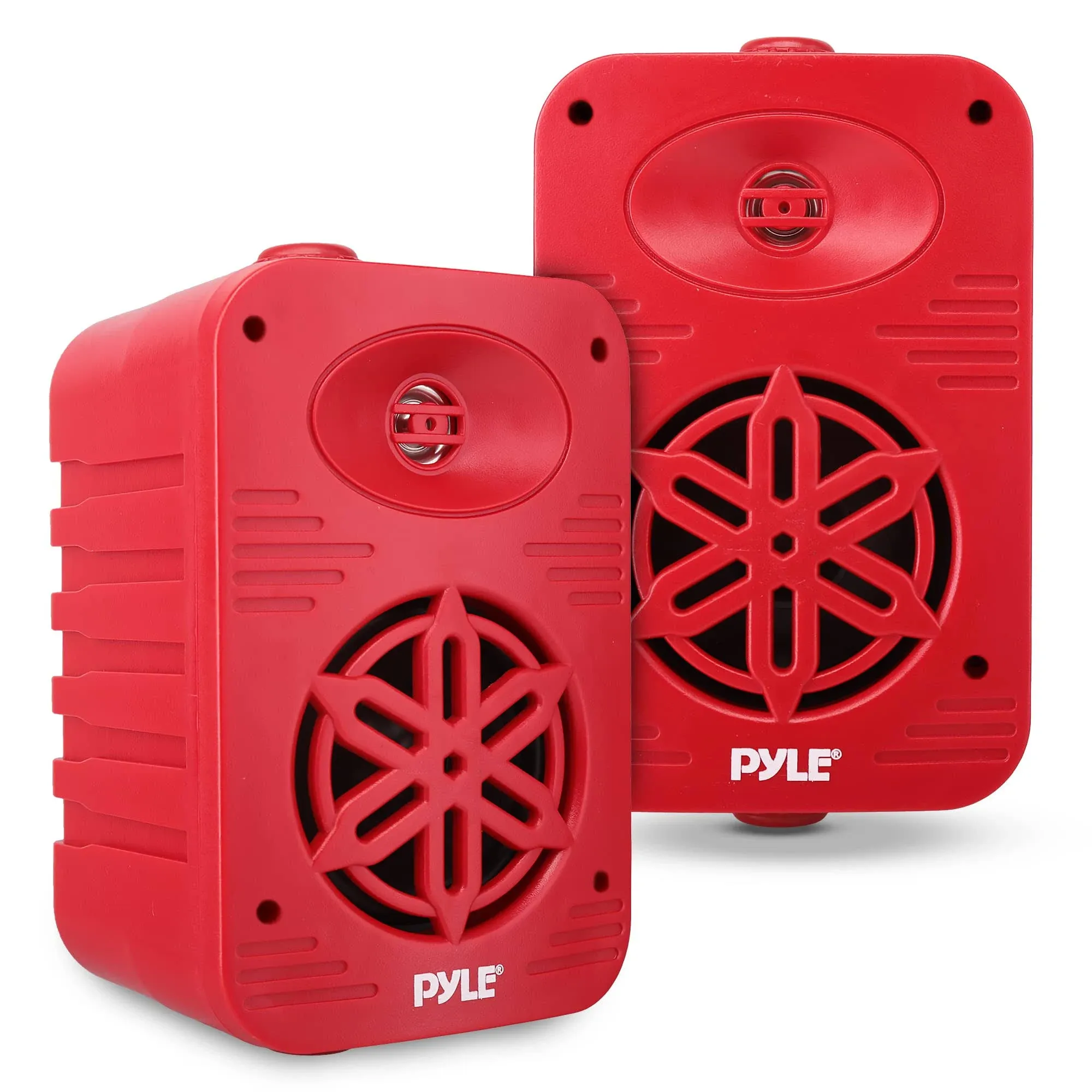 Pyle Indoor Outdoor Speakers - 500 Watt Dual Waterproof 5.25 inch 2-Way Full Range Speaker System, Red