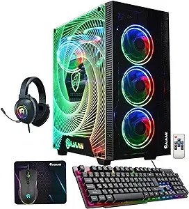 HAJAAN CYCLONIA Gaming Tower PC - Liquid Cooled - Intel i9 10850K 10-Core Processor Upto 5.2 GHz - RTX 3060 12GB GDDR6 - 64GB DDR4 - 2TB SSD - Windows 11 Pro - KB Mouse & Headset