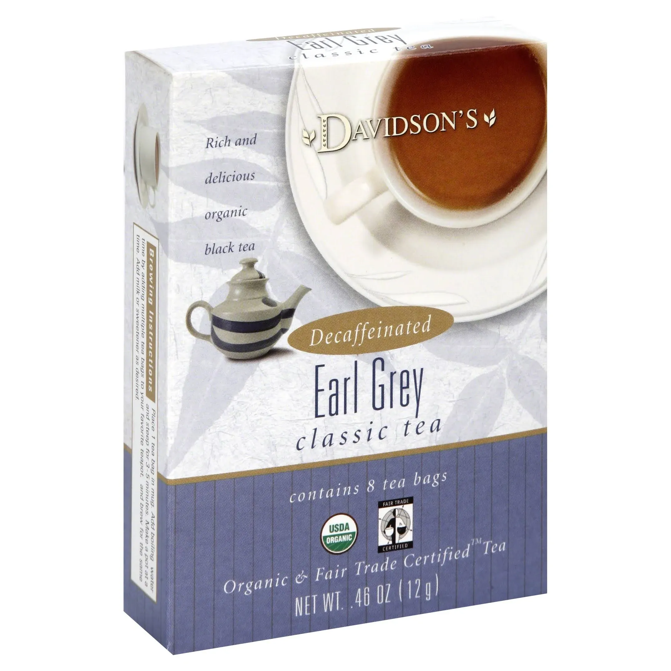 Davidsons Classic Tea, Decaffeinated Earl Grey - 8 tea bags, 0.46 oz