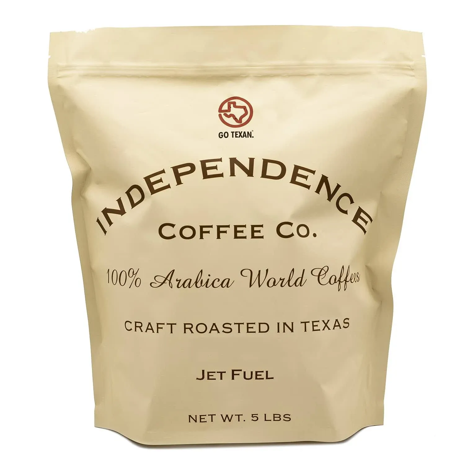 Independence Coffee Co. Jet Fuel Intense and Heavy Body, Dark Roast Whole Bean Coffee, 5 Pound Bag (Packaging May Vary)