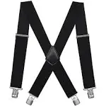 Mens Solid Suspenders 2In Wide Adjustable Straight Clip X-Back One Size Khaki