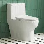 Eridanus Salerno Crisp White Dual Flush Elongated Chair Height Soft Close 1-Piece Toilet 12-in Rough-In WaterSense 1.6 GPF