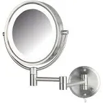 Jerdon HL88NL 8.5" LED Lighted Wall Mount Mirror with 8x Magnification, Nickel