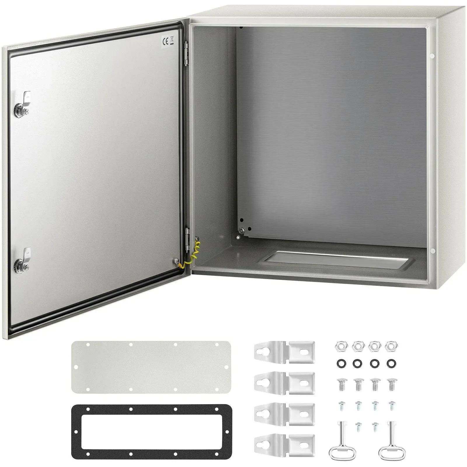 VEVOR Electrical Enclosure 20 in. x 12 in. x 10 in. NEMA 4X Carbon Steel Junction Box with Mount Plate Reinforced Lock Hinge, Gray