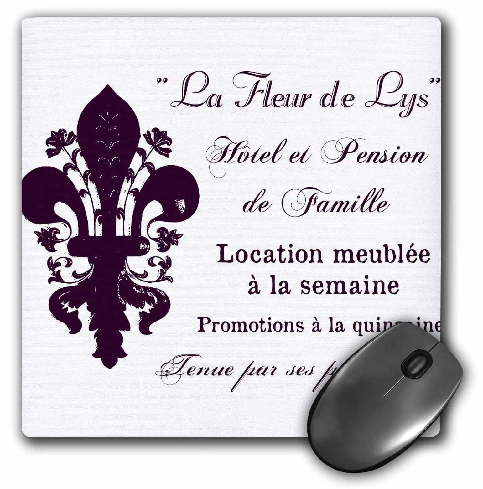 3drose LLC 8 x 8 x 0.25 Inches Mouse Pad, La Fleur de Lys French Vintage ...