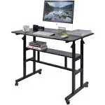 Mobile Standing Desk, Adjustable Computer Desk Rolling Laptop Cart on Wheels Hom