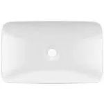 DeerValley Vessel Sink Rectangular, 18.9"x11.61" White Semi Recessed Bathroom Sink with Black Rim Ceramic Porcelain Rectangle Bathroom Vessel Sink Above Counter Vanity Sink Basin DV-1V0235