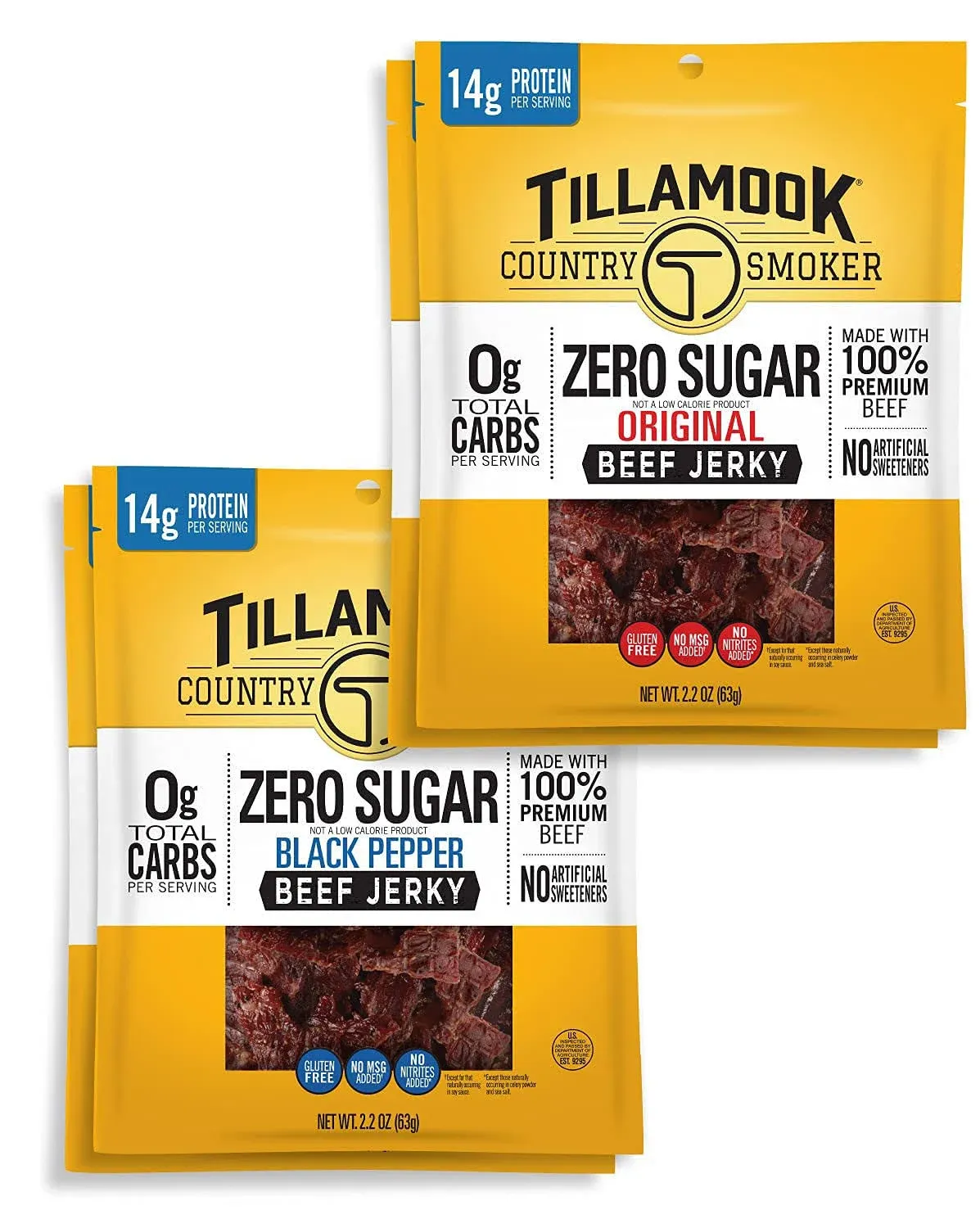 Tillamook Zero Sugar Keto Friendly Beef Jerky Variety 4 Pack or