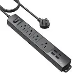 Trond Prime II 4-Outlet Mountable Surge Protector Power Strip with USB Charger