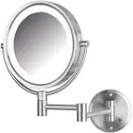 JERDON Wall-Mounted Makeup Mirror with Lights - Nickel Lighted Makeup Mirror....