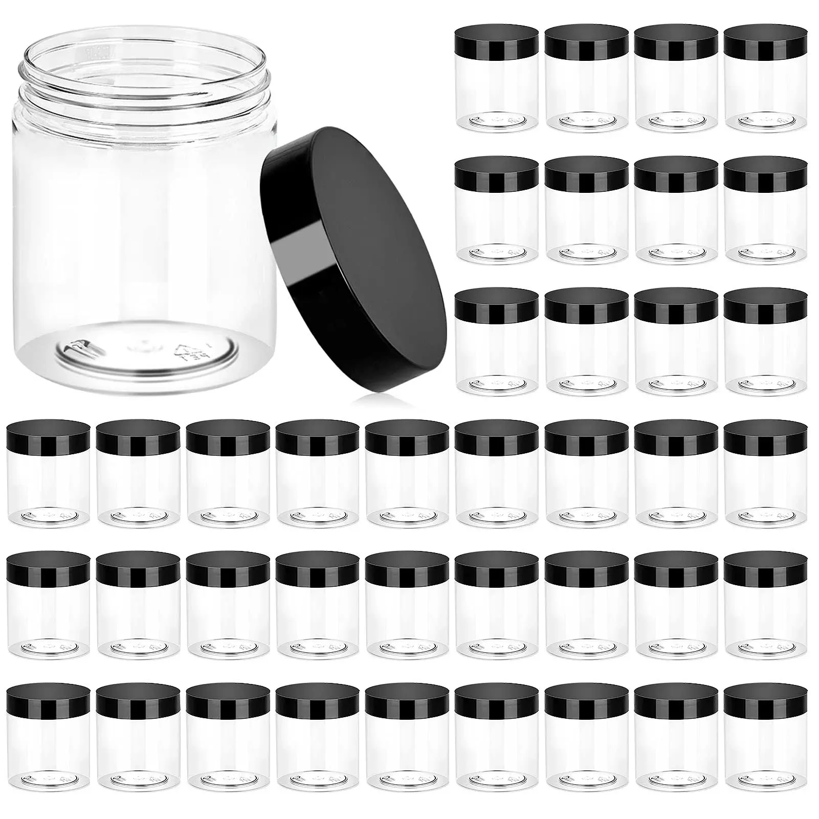 36 Pack 8 OZ Plastic Jars - Clear Cosmetic Container with Lids - Travel Size