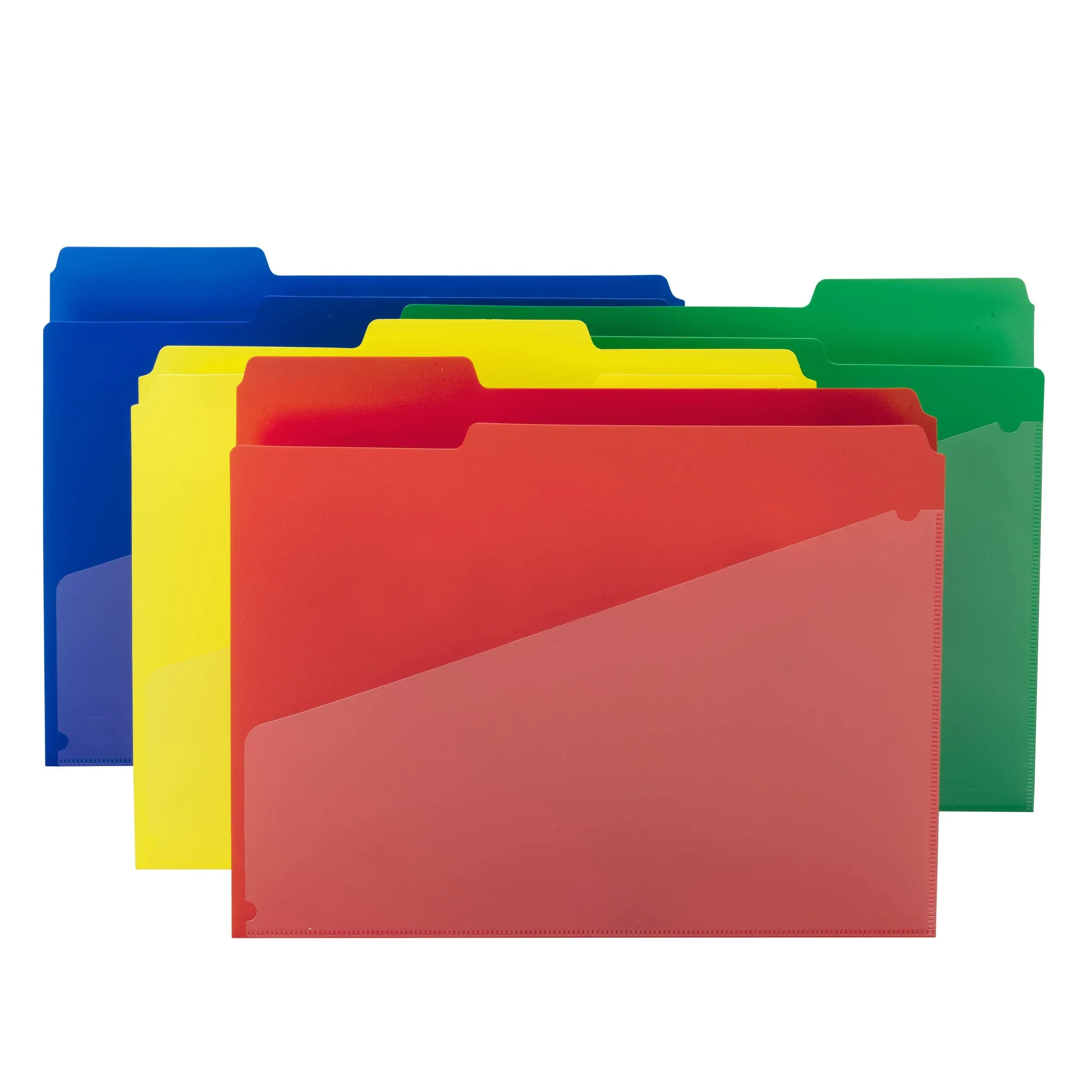 Smead - Poly Colored File Folders with Slash Pocket, 1/3-Cut Tabs: Assorted, Letter size, 0.75" Expansion, Assorted Colors, 12/Pack