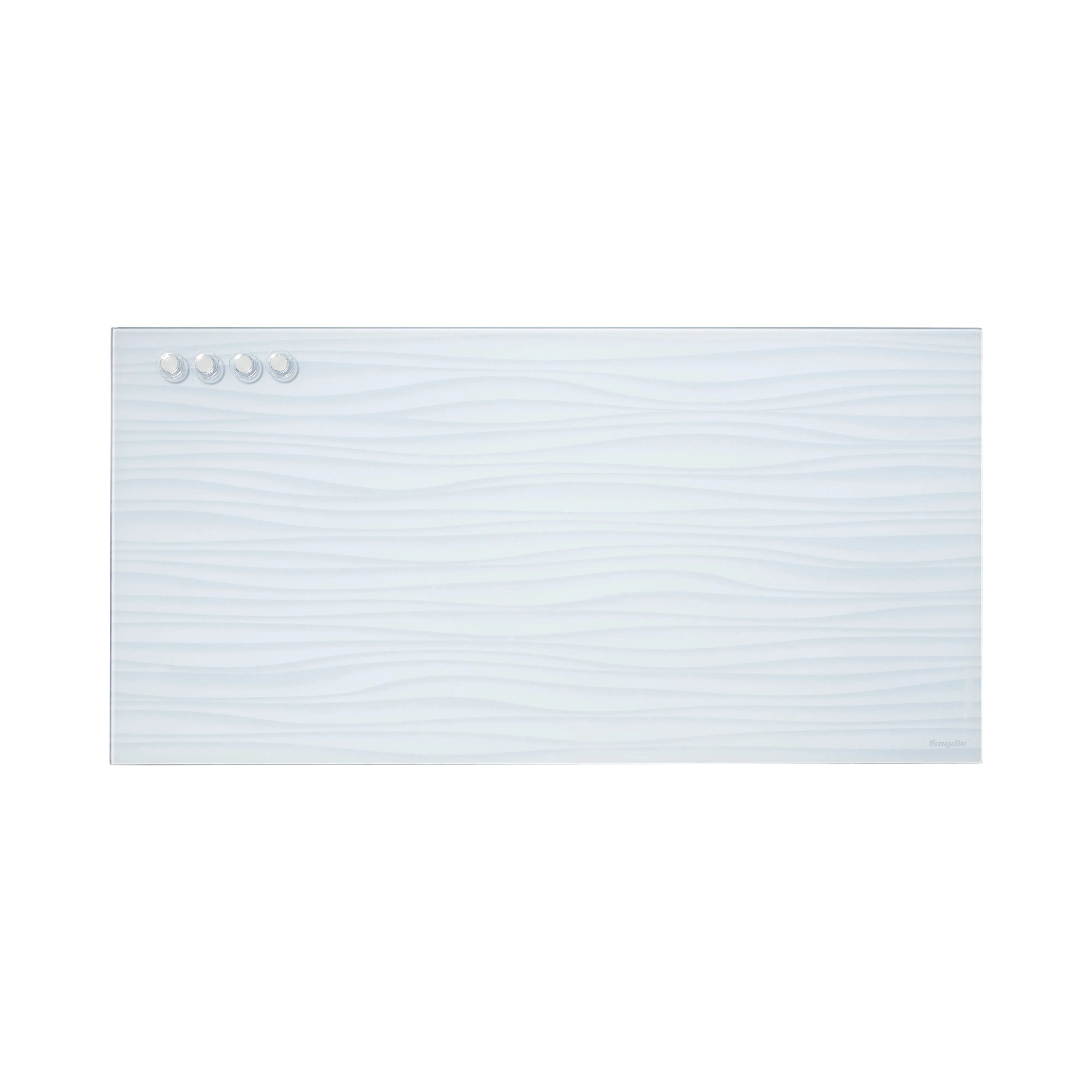 ECR4Kids MessageStor Magnetic Dry-Erase Glass Board with Magnets, 18in x 36in, White Waves