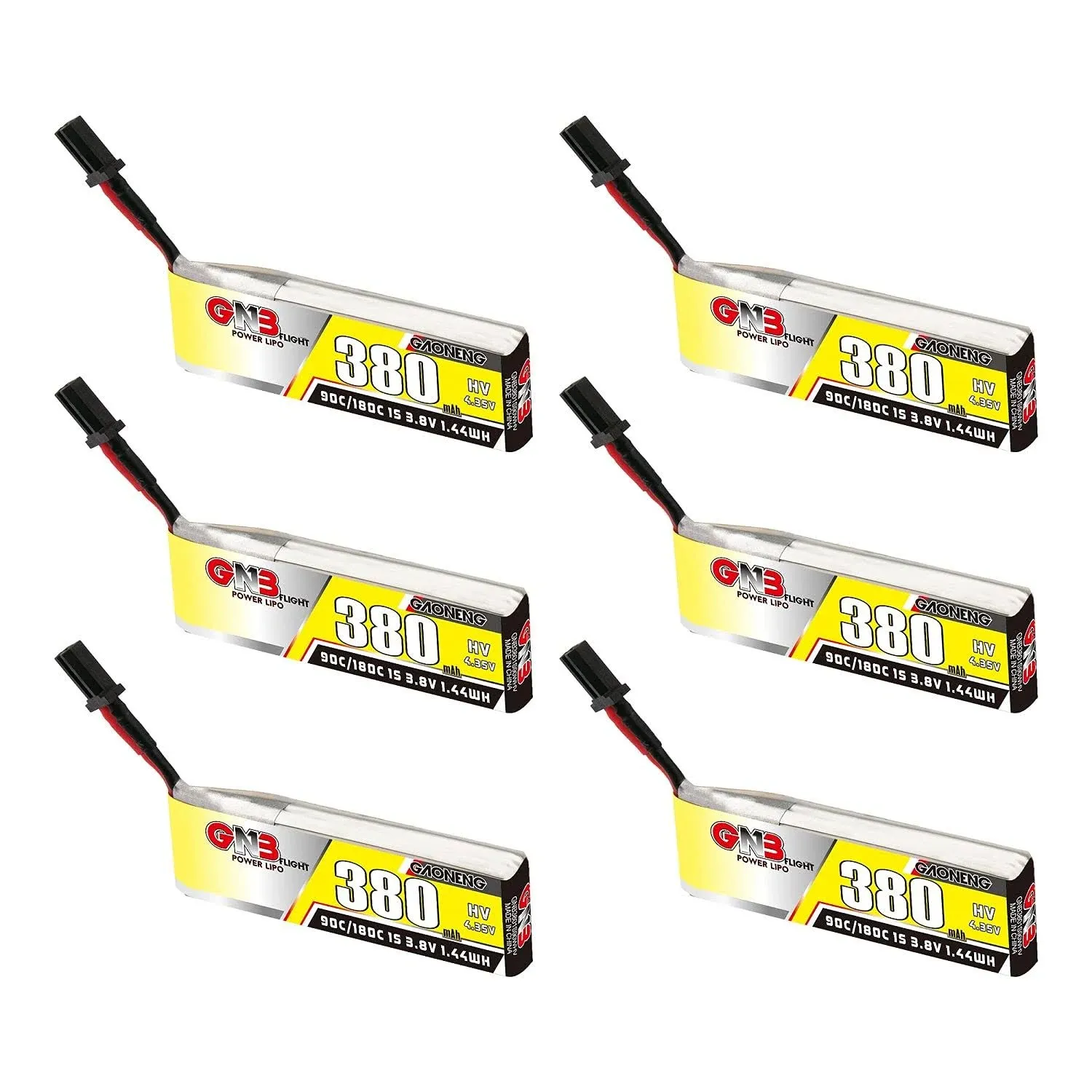 6PCS GNB 1S 3.8V HV 380MAH 90C 180C GNB27 Connector LiPo Battery for BetaFPV