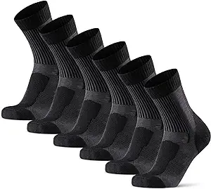 DANISH ENDURANCE Hiking Socks, Lightweight, Merino Wool Socks for Men & Women, Moisture Wicking, Cushioned Crew Socks, 3 Pack