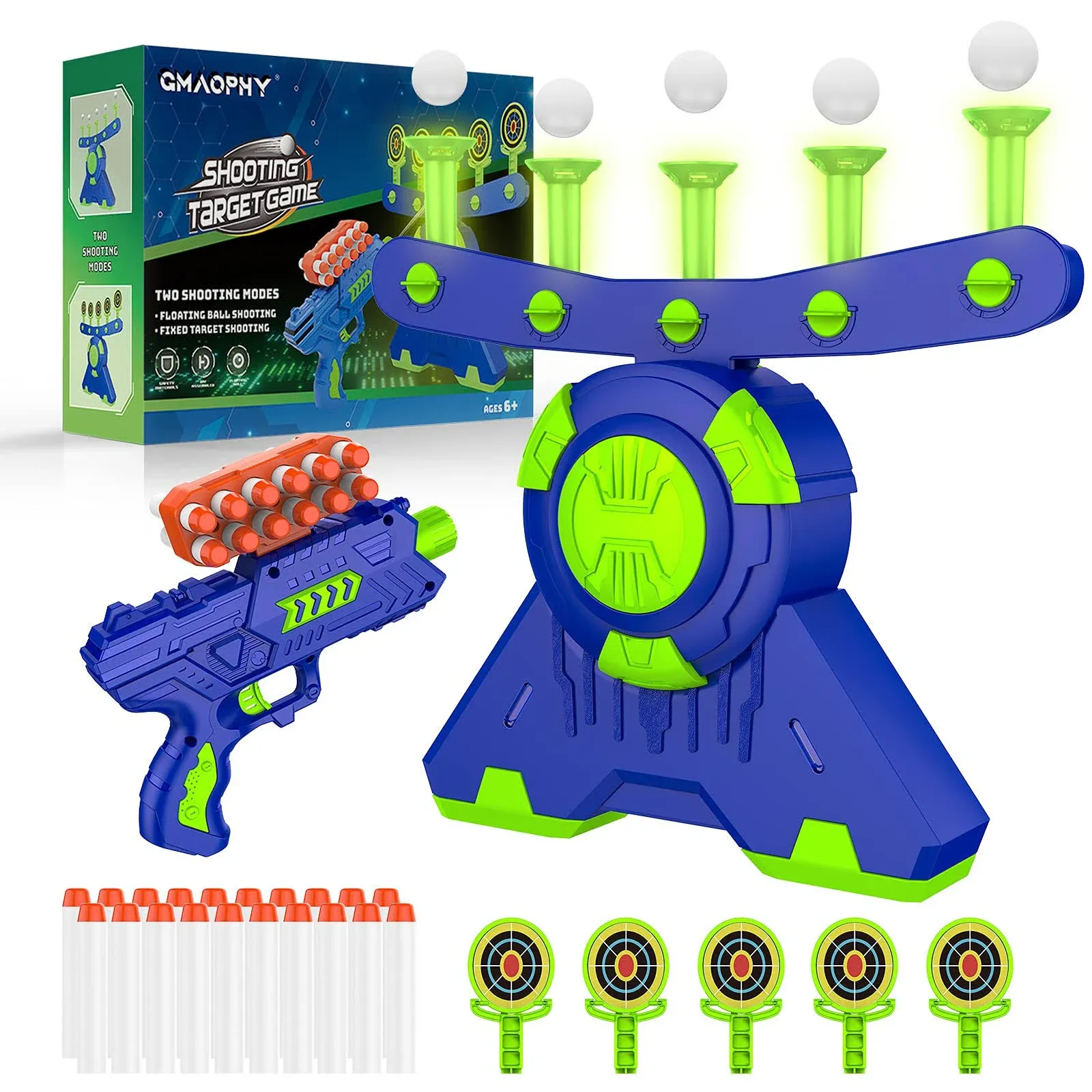 Shooting Games Toy Gift for Age 5, 6, 7, 8, 9, 10+ Years Old Kids, Glow in The Dark Boy Toy Floating Ball Targets with Foam Dart Toy Blaster, 10