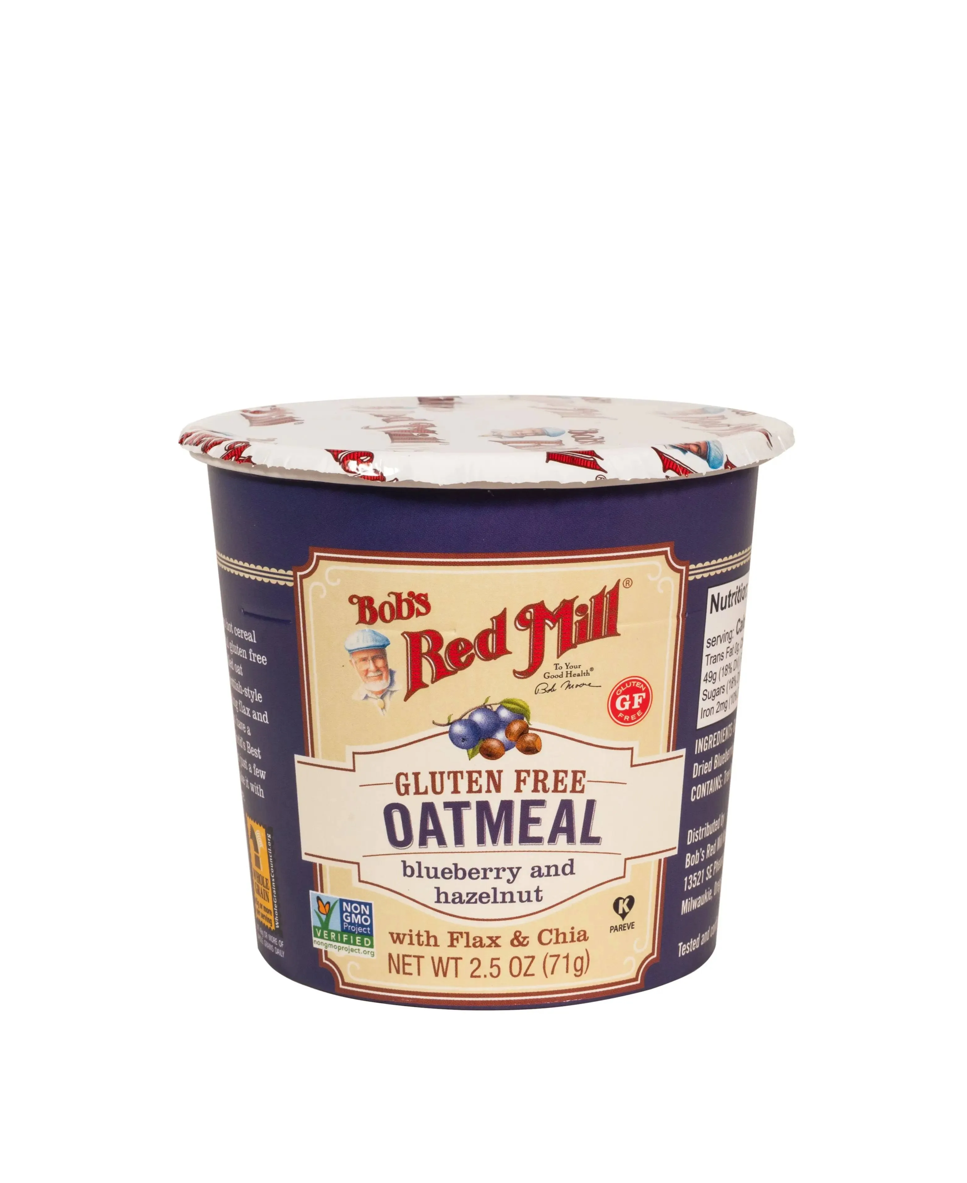 Bob's Red Mill Gluten Free Oatmeal Blueberry and Hazelnut | 2.5 oz Cup