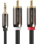 FosPower 25FT 24k Gold Plated 3.5mm AUX Stereo M/M 2 RCA Male Audio Cable Y Cord