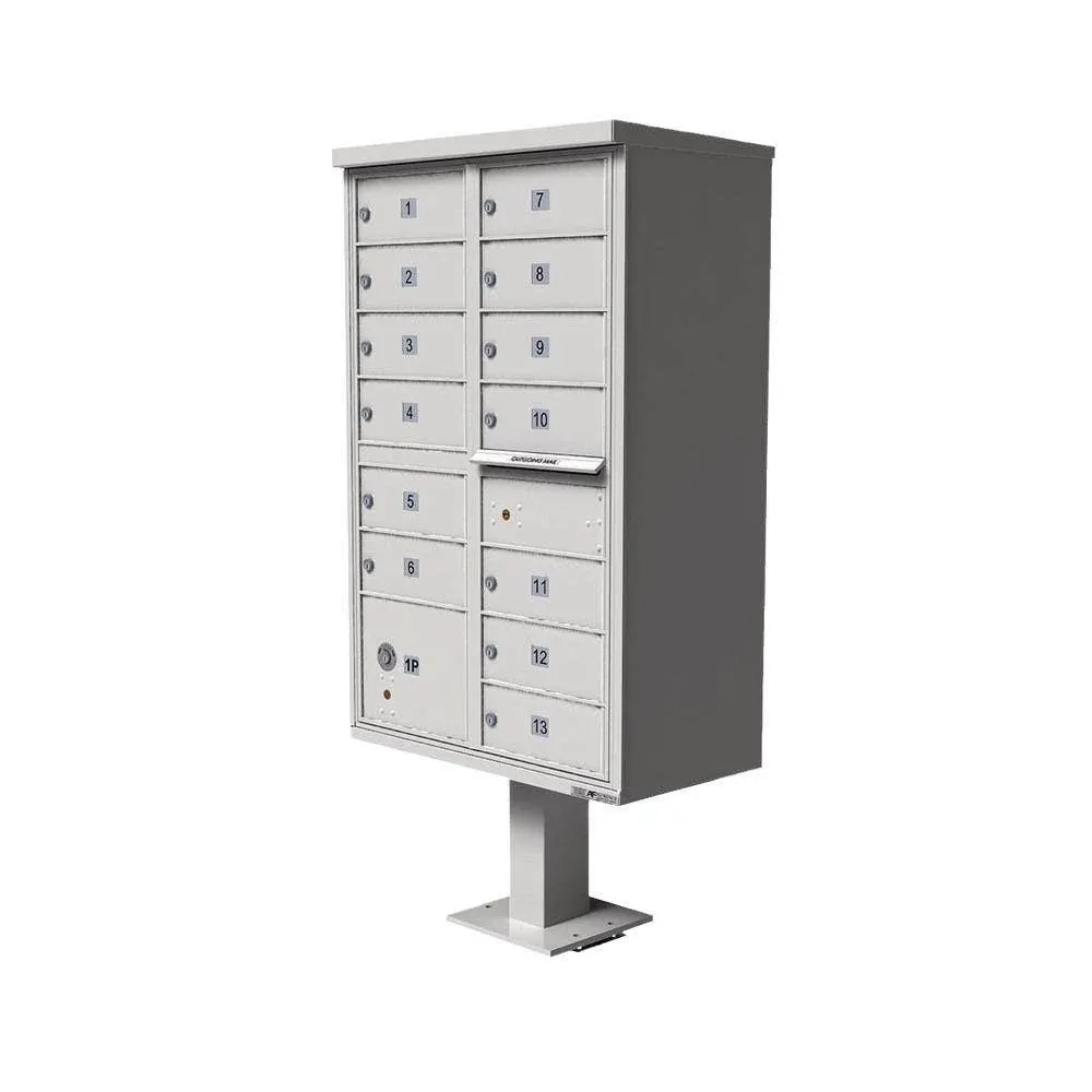 13 Door White Florence Cluster Mailbox - with Pedestal - 1570-13-WH