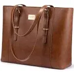 LOVEVOOK Laptop Bag for Women, Structured Leather Computer Bag, Professional Work Tote Purse, Teacher/Attorney’s Choice, Retro-Brown