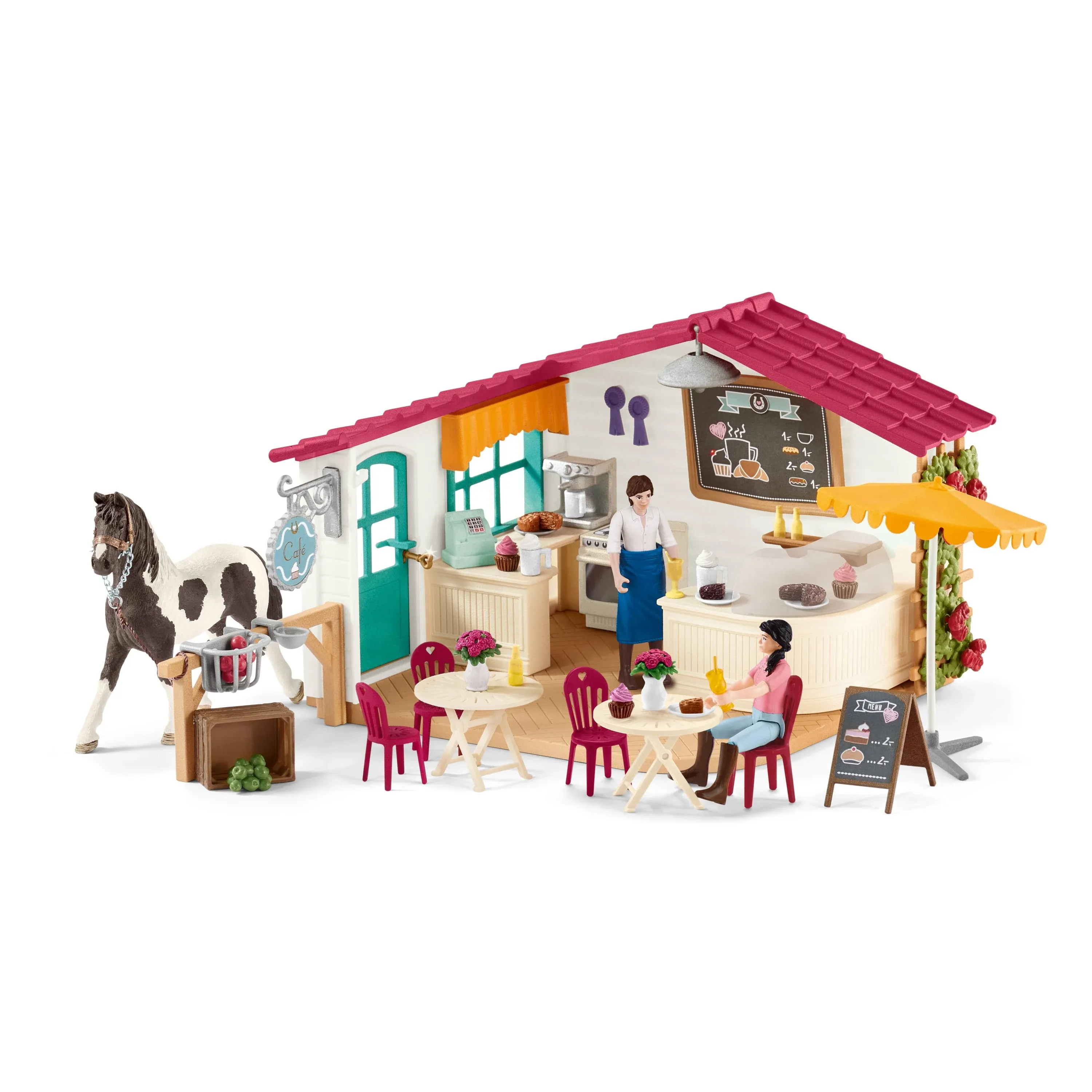 Schleich Horse Club - Rider Café, 97 Piece Playset with 1 x Horses, Collectible Animal Toys and Horse Riding Figurines for Children Ages 5+