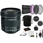 Canon EF-S 10-18mm f/4.5-5.6 is STM Lens (9519B002) + Filter Kit + Lens Pouch + Cap Keeper + Cleaning Kit + More (Renewed)