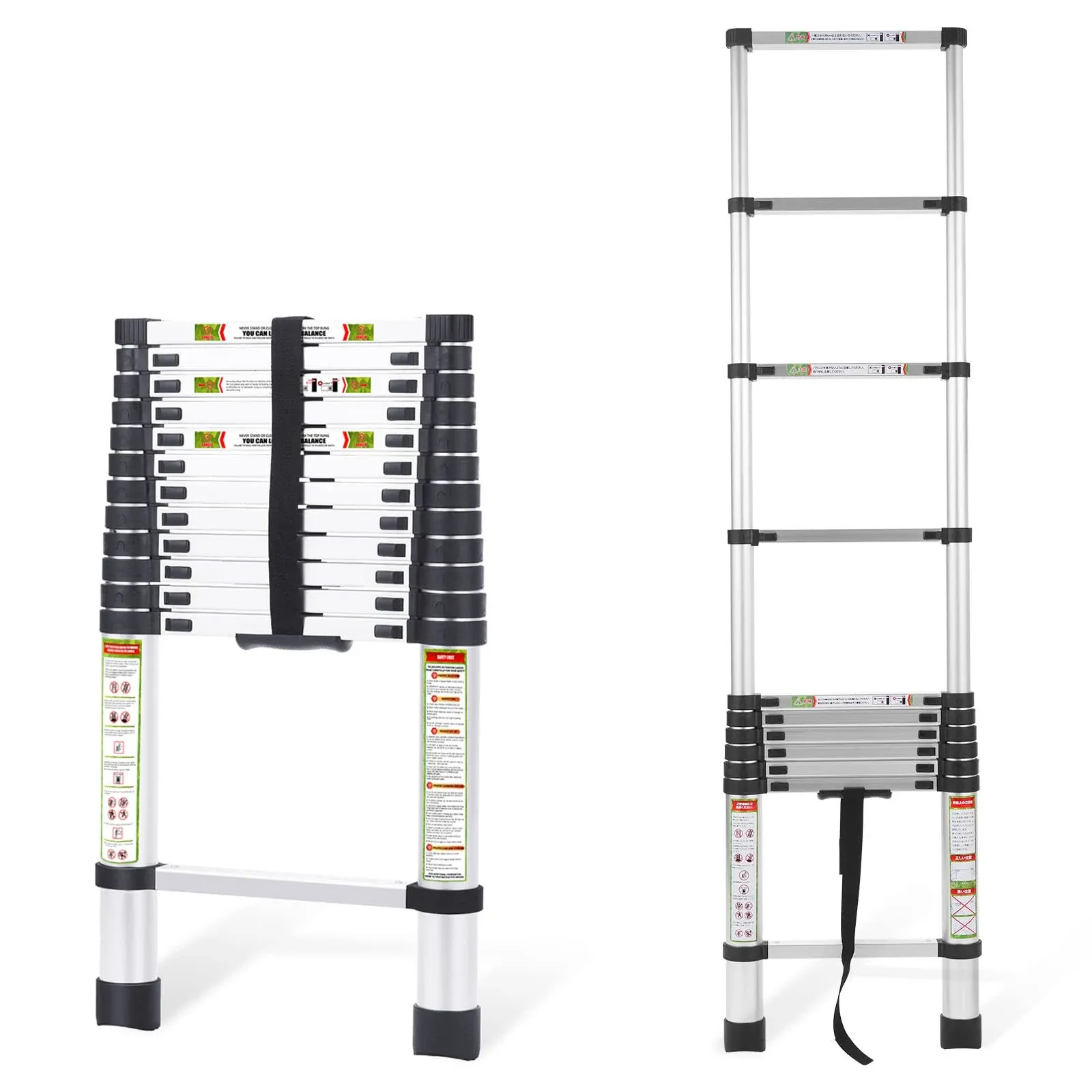 Telescopic Ladder, 12.5FT RIKADE Aluminum Telescoping Ladder with Non-Slip Feet, Portable Extension Ladder for Household and Outdoor Working,330lb Capacity (3.8m/12.5FT)