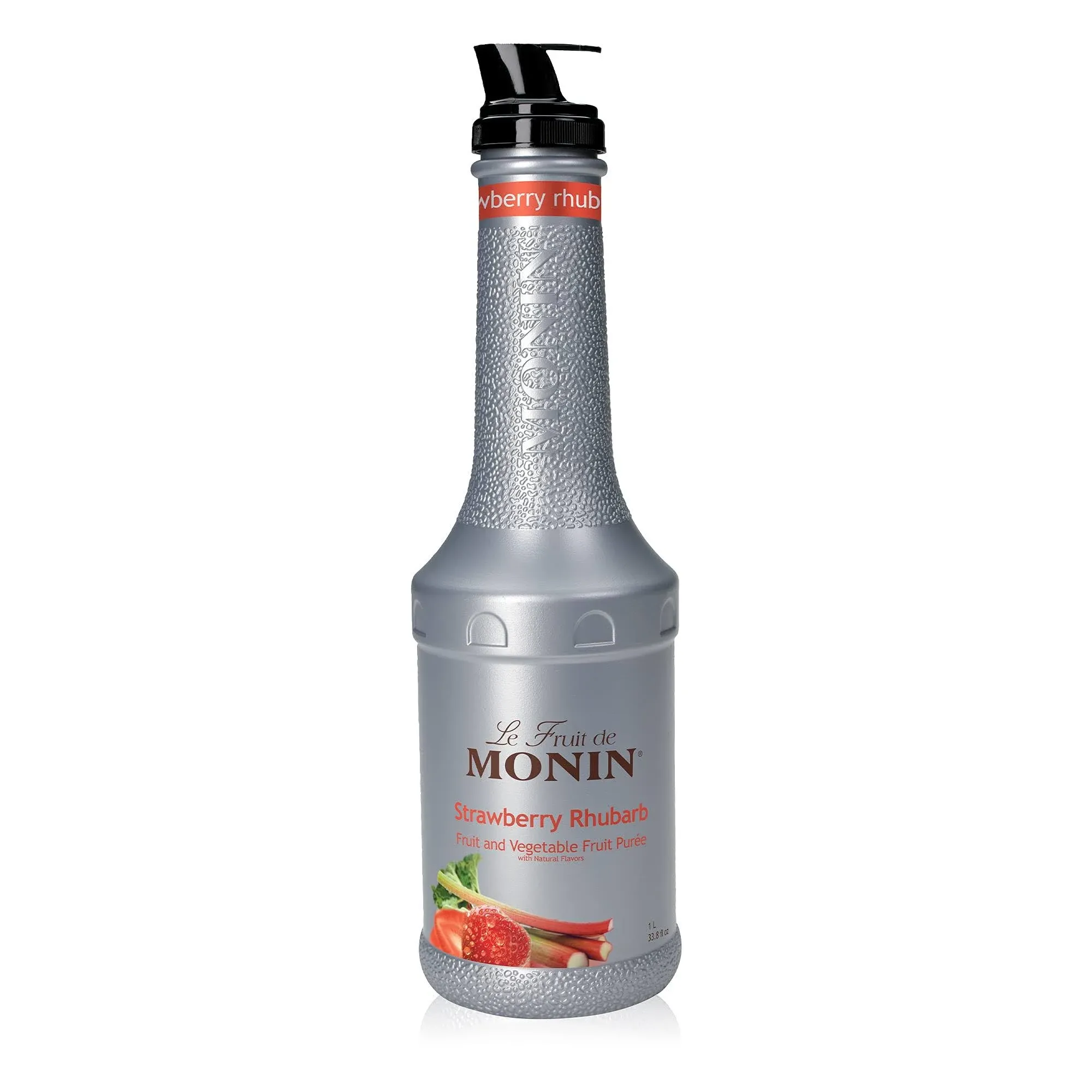 Monin 1 Liter Strawberry Rhubarb Fruit and Vegetable Puree