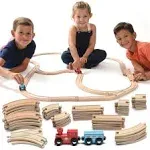 52-Piece Wooden Train Track Lot Railway Set Thomas The Train Brio Accessories