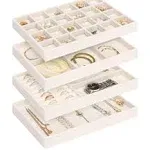 Jenseits 4 Jewelry Organizer Drawer Insert, Stackable Velvet Jewelry Tray Organizer Display Case Storage Containers, Earring Holder Necklace Watch