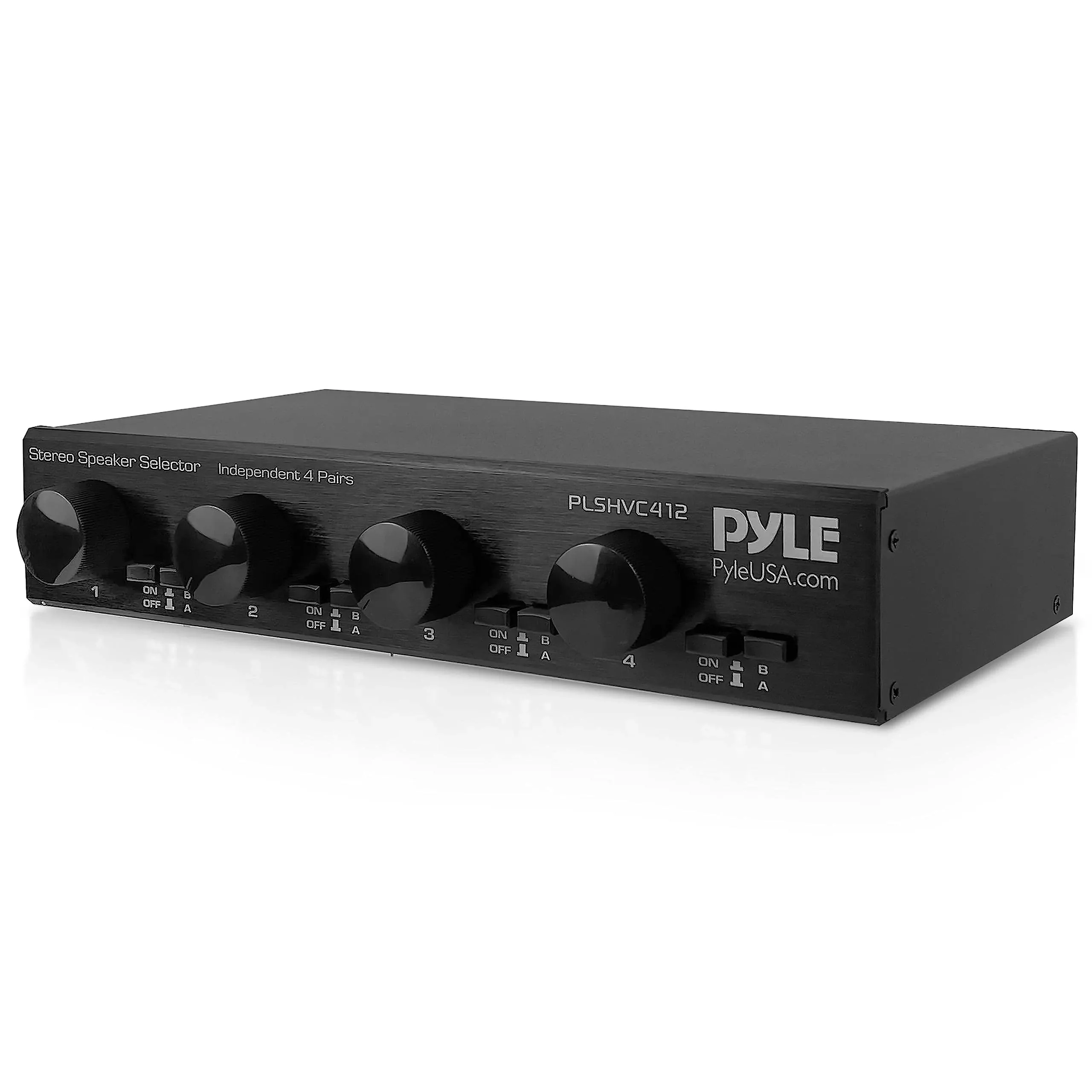 Pyle 4 Channel High Power Stereo Speaker Selector with Volume Control