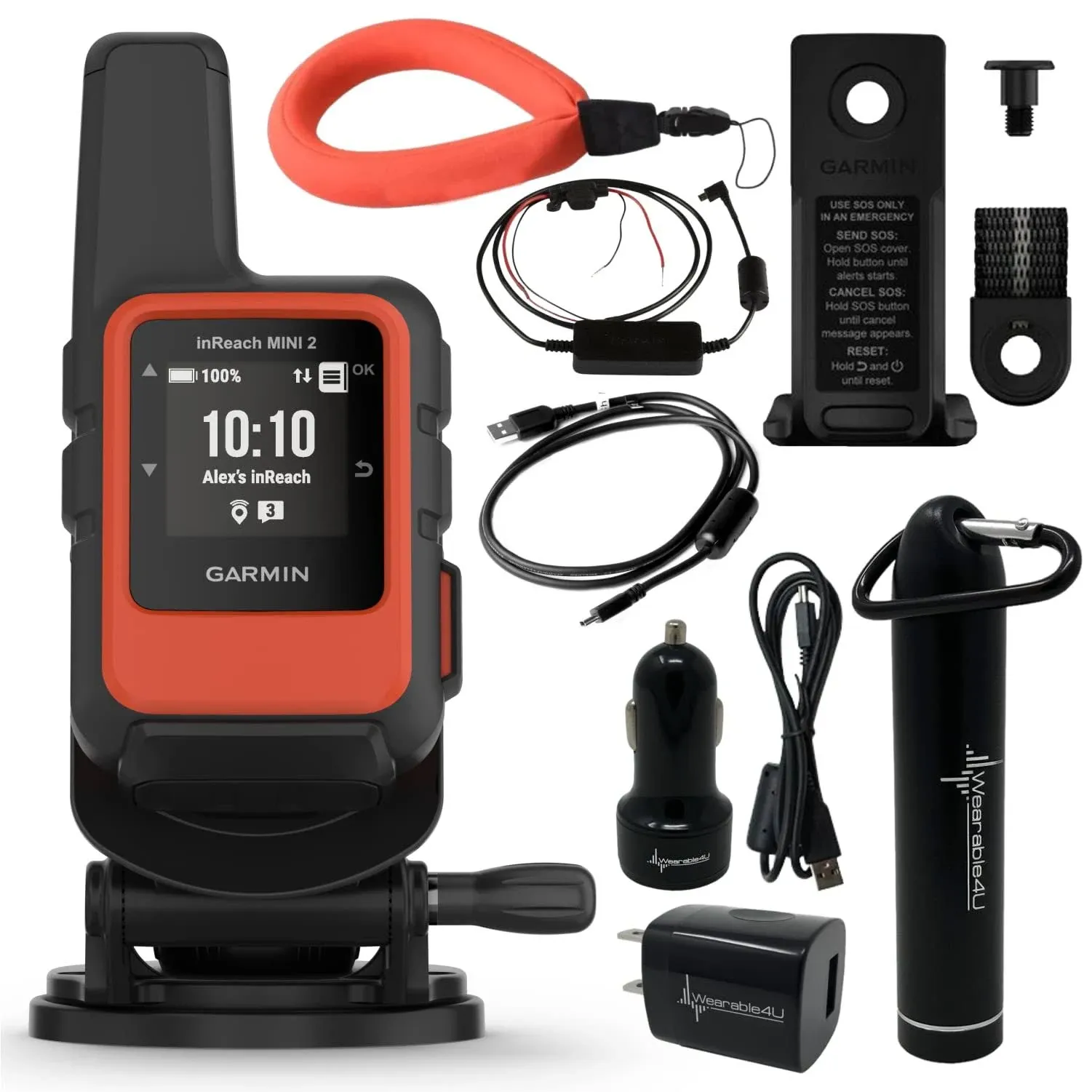 Garmin inReach Mini 2 Marine Bundle, Compact Satellite Communicator, Portable Boating Handheld with Wearable4U Power Bundle