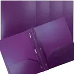 Better Office Products Purple Plastic 2 Pocket Folders 8.5 x 11 inch, 