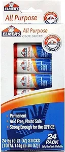 Elmer's All-Purpose Glue Sticks, 0.21 oz Each, 24 Sticks per Pack (E553) , White