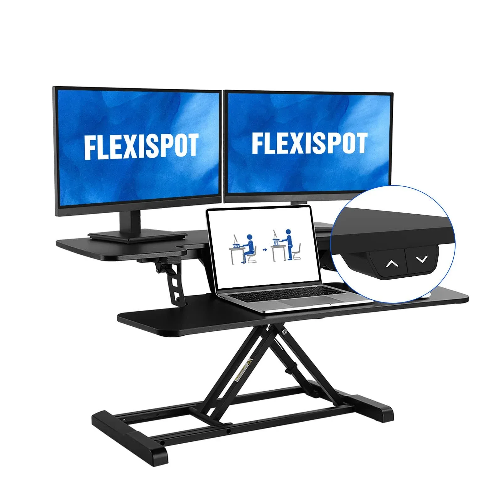 FLEXISPOT Electric Standing Desk Converter 36&#034; Wide Motorized Stand up Desk Rise