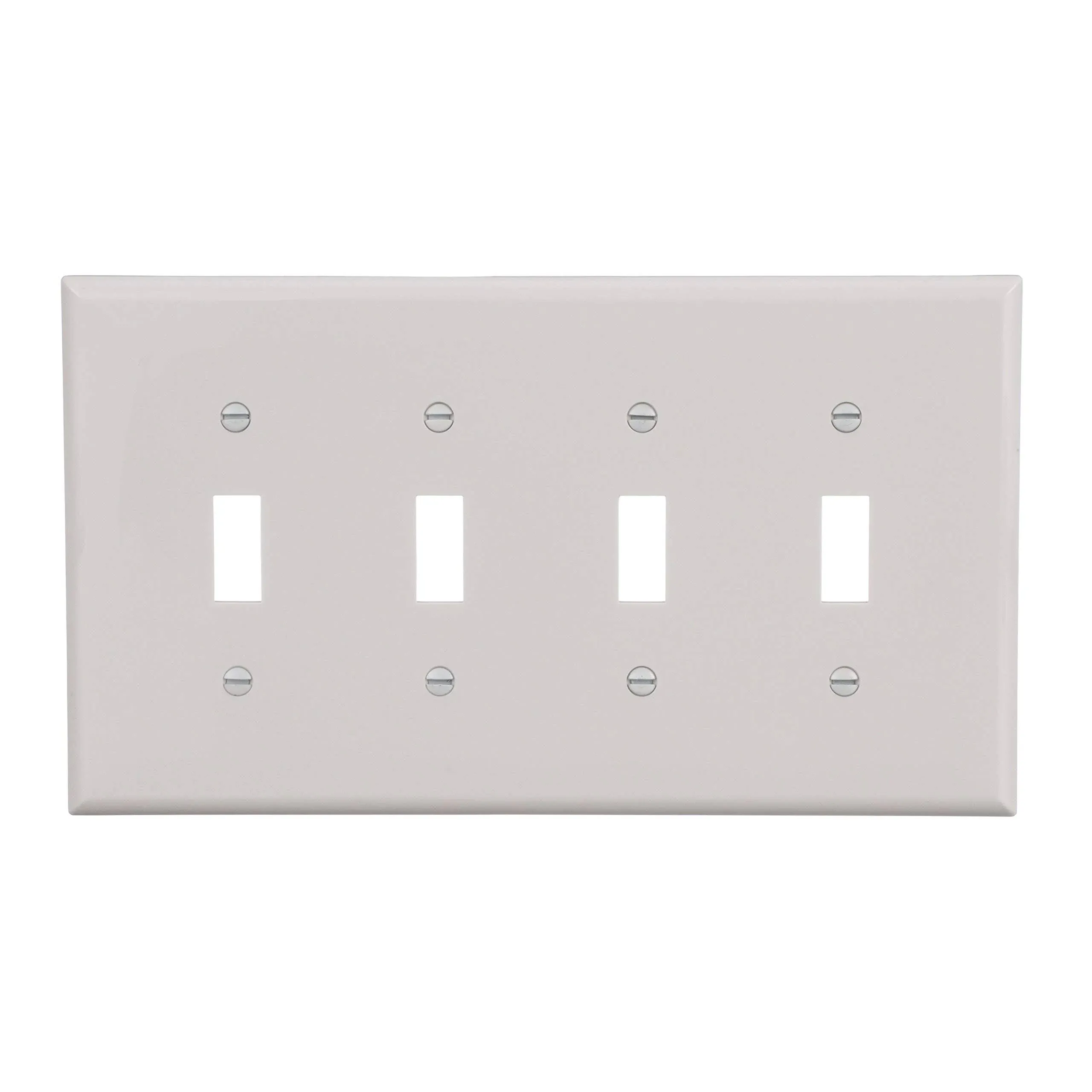 Eaton PJS4W Polycarbonate 4-Gang Screwless Toggle Switch Mid Size Wall Plate, White