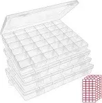 4pack 36 Grids Plastic Clear Organizer Box Bead Storage Containers with Adjus...