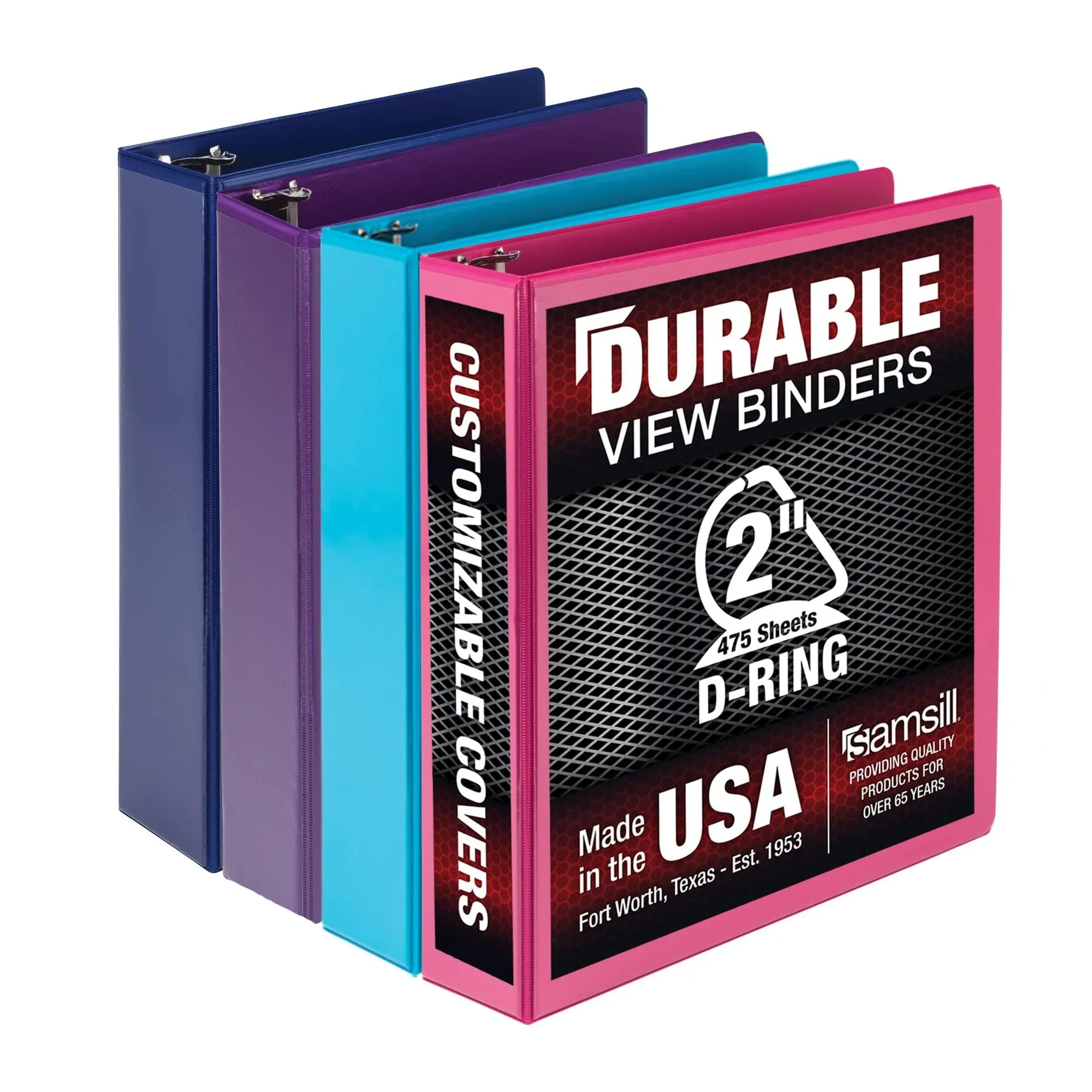 Samsill MP46469: Durable D-Ring View Binders, 3 Rings, 2" Capacity, 11