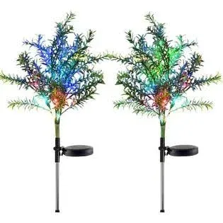 Cinhao Solar Garden Lights Tree Outdoor Multi-Color Changing LED Stake Lights Flower for Garden, Patio, Yard and Decoration Solar Flickering Tree Ligh