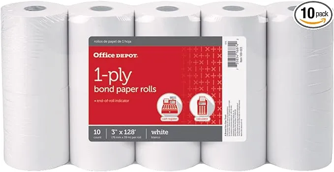 Office Depot Brand 1-Ply Bond Paper Rolls