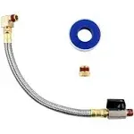 QWORK Extended Tank Drain Valve Assembly Kit for Air Compressor, Including 10 Inches Air Compressor Tank Drain Hose 1/4 inch NPT, 1/4" to 3/8" Brass Adapter and Thread Seal Tape