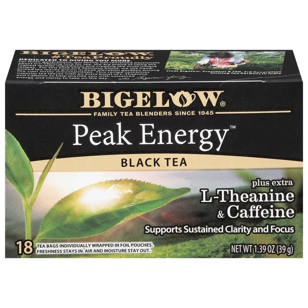 Bigelow Black Tea Peak Energy Plus Extra L-Theanine & Caffeine