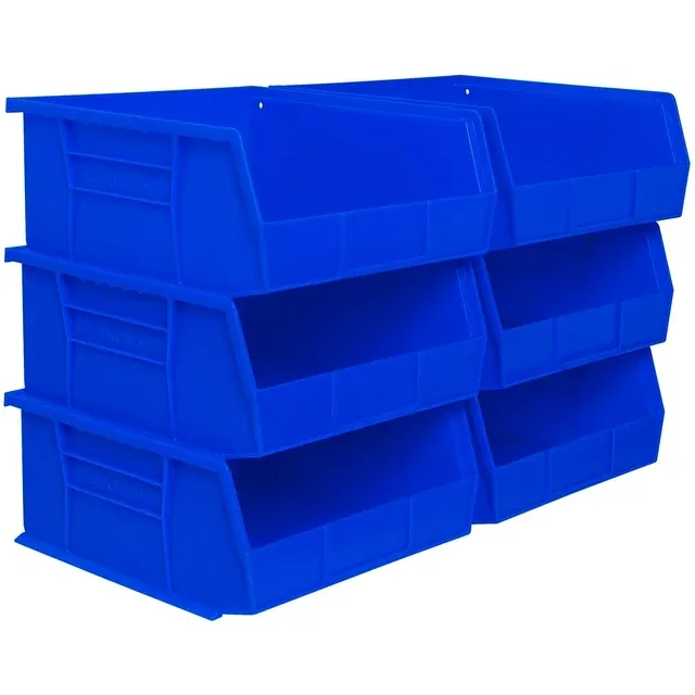 Akro-Mils Stackable Storage Bins, AkroBins 30235 Stacking Organizer, 11"x11"x5", Blue, 6-Pack