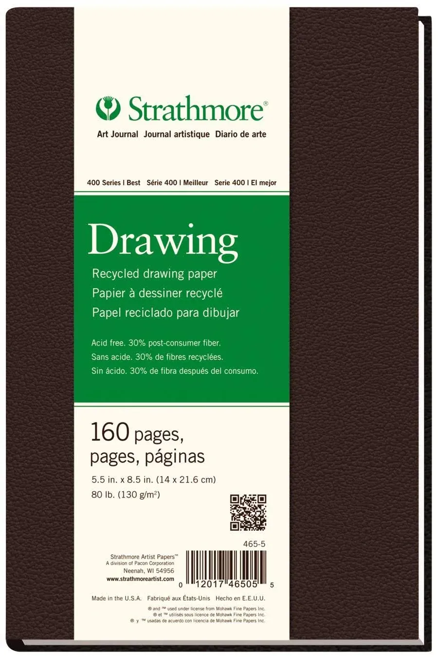 Strathmore Hardbound Drawing Art Journal 400 Series Recycled 5.5" x 8.5"