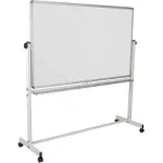 Hercules Series 64.25"W x 64.75"H Double-Sided Mobile White Board with Pen Tray