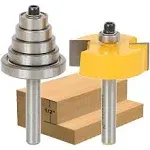 YONICO Rabbet & Bearing Router Bit Set 1/2-Inch Height with 6 Bearings 1/4-Inch Shank 14705q