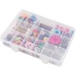 18 Grids Plastic Organizer Box with Dividers, Exptolii Clear Compartment Container Storage for Beads Crafts Jewelry Fishing Tackles, Size 7.9 x 6.2